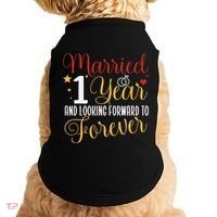Married 1 Year 1st Wedding Anniversary Couples Matching Doggie Tank thumb 0