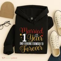 Married 1 Year 1st Wedding Anniversary Couples Matching Hoodie thumb 4