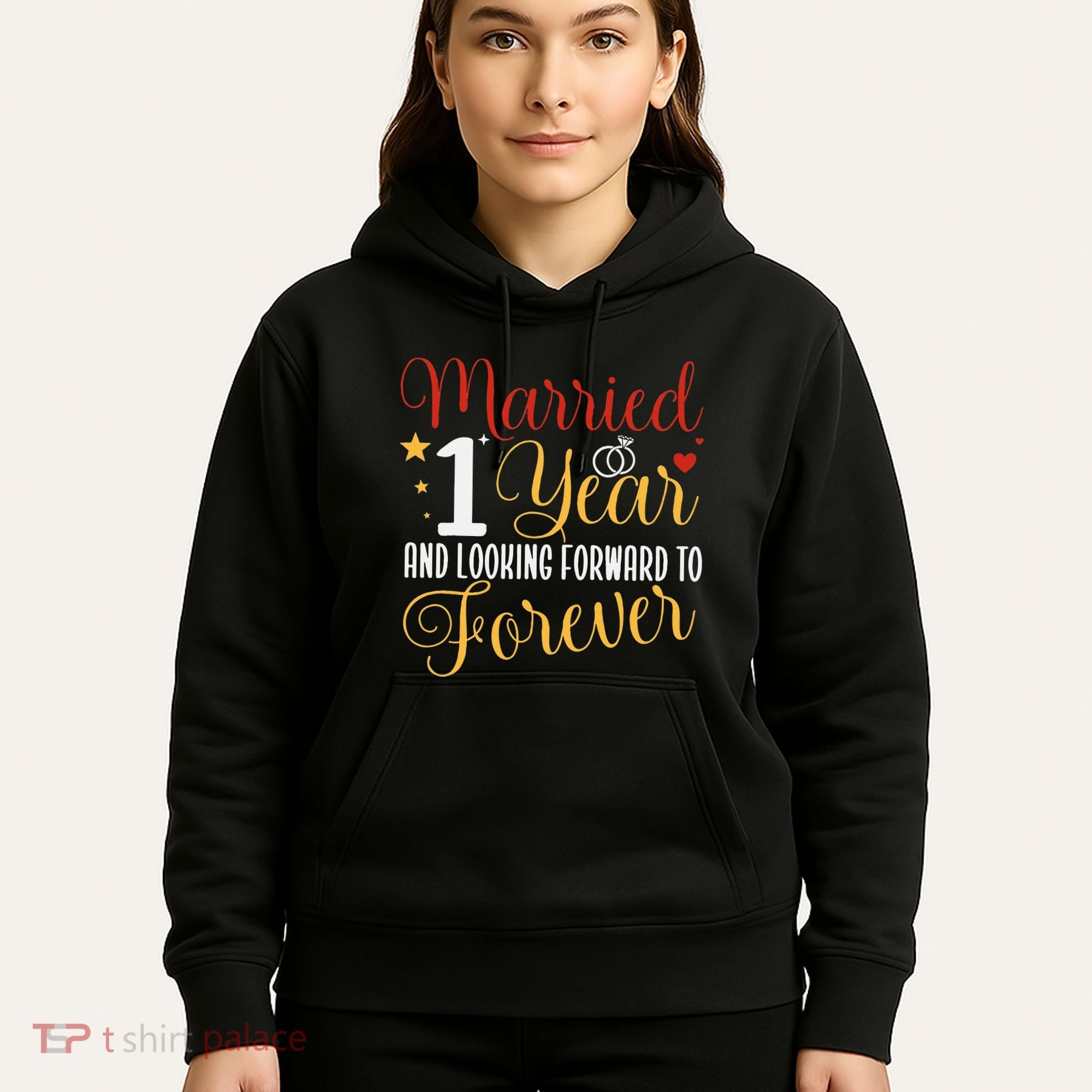 Married 1 Year 1st Wedding Anniversary Couples Matching Hoodie