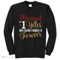 Married 1 Year 1st Wedding Anniversary Couples Matching Sweatshirt thumb 0