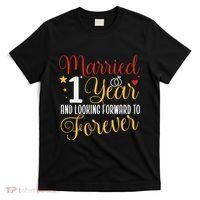 Married 1 Year 1st Wedding Anniversary Couples Matching T-Shirt thumb 0