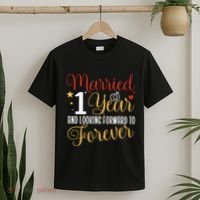 Married 1 Year 1st Wedding Anniversary Couples Matching T-Shirt thumb 2