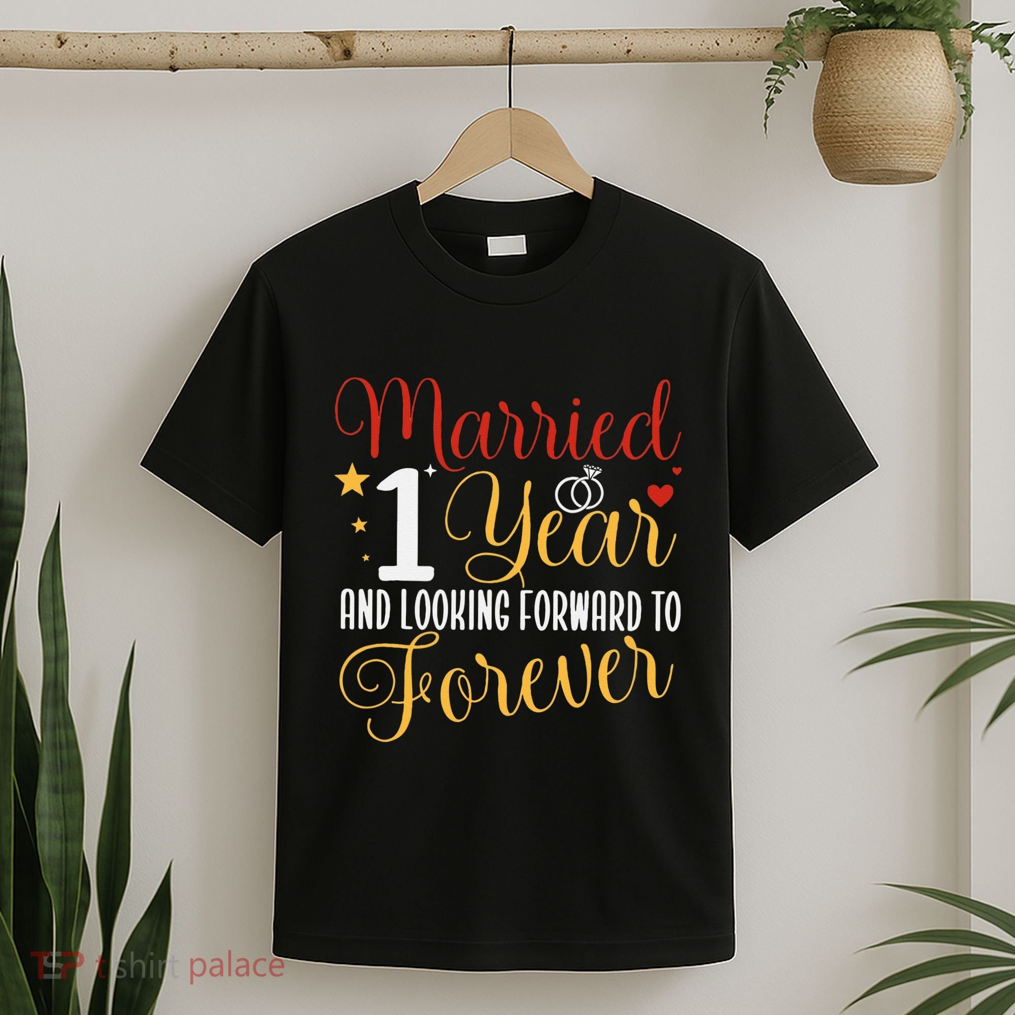 Married 1 Year 1st Wedding Anniversary Couples Matching T-Shirt