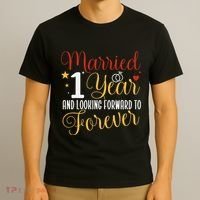 Married 1 Year 1st Wedding Anniversary Couples Matching T-Shirt thumb 3
