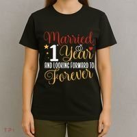 Married 1 Year 1st Wedding Anniversary Couples Matching T-Shirt thumb 4