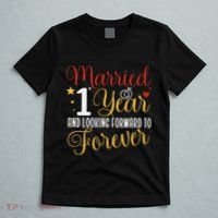 Married 1 Year 1st Wedding Anniversary Couples Matching T-Shirt thumb 5