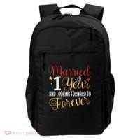 Married 1 Year 1st Wedding Anniversary Couples Matching Backpack thumb 0