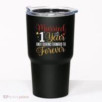 Married 1 Year 1st Wedding Anniversary Couples Matching Tumbler thumb 0