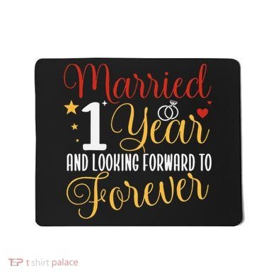 Married 1 Year 1st Wedding Anniversary Couples Matching Mousepad