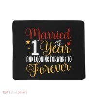 Married 1 Year 1st Wedding Anniversary Couples Matching Mousepad thumb 0