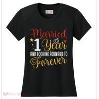 Married 1 Year 1st Wedding Anniversary Couples Matching Women's Cooling Performance Crew T-Shirt thumb 0