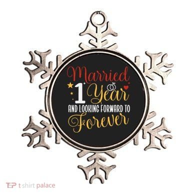 Married 1 Year 1st Wedding Anniversary Couples Matching Ornament