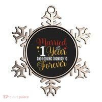 Married 1 Year 1st Wedding Anniversary Couples Matching Ornament thumb 0