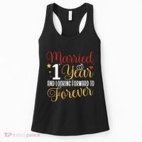 Married 1 Year 1st Wedding Anniversary Couples Matching Women's Tank Top thumb 0