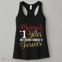 Married 1 Year 1st Wedding Anniversary Couples Matching Women's Tank Top thumb 3