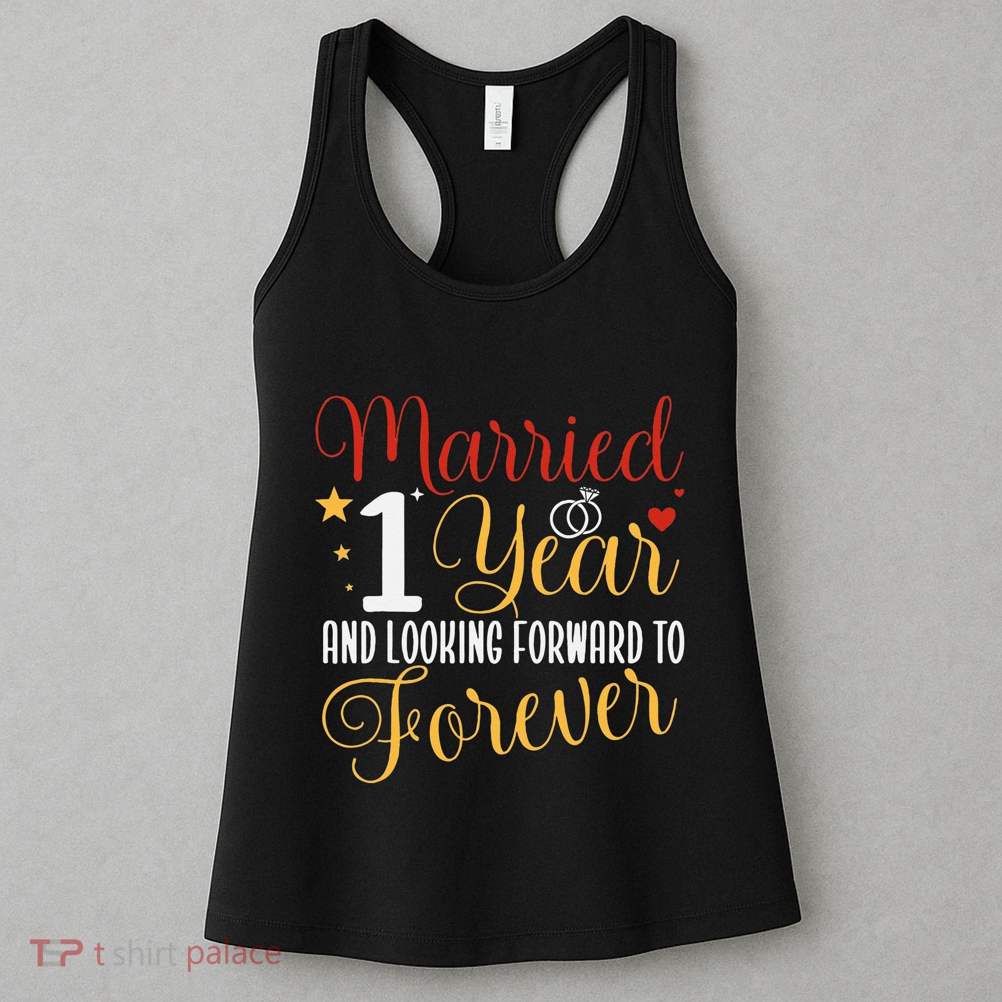 Married 1 Year 1st Wedding Anniversary Couples Matching Women's Tank Top