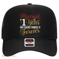 Married 1 Year 1st Wedding Anniversary Couples Matching Hat thumb 0