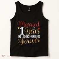 Married 1 Year 1st Wedding Anniversary Couples Matching Tank Top thumb 2