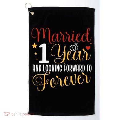 Married 1 Year 1st Wedding Anniversary Couples Matching Golf Towel