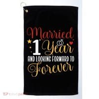 Married 1 Year 1st Wedding Anniversary Couples Matching Golf Towel thumb 0