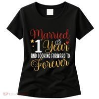 Married 1 Year 1st Wedding Anniversary Couples Matching Women's T-Shirt thumb 0