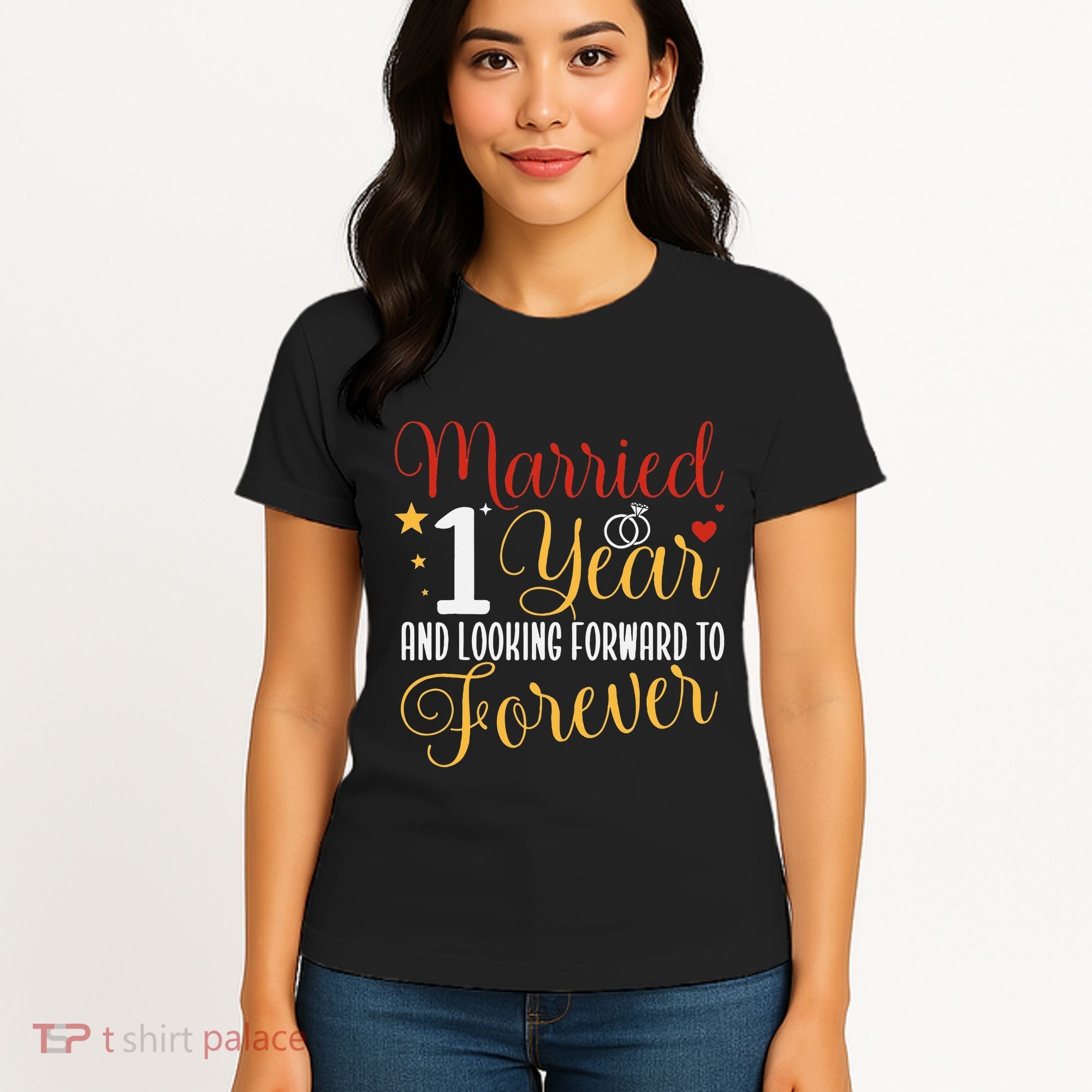 Married 1 Year 1st Wedding Anniversary Couples Matching Women's T-Shirt