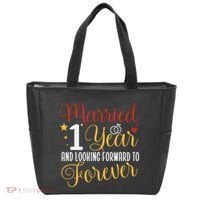 Married 1 Year 1st Wedding Anniversary Couples Matching Tote Bag thumb 0