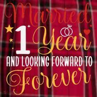 Married 1 Year 1st Wedding Anniversary Couples Matching Women's Flannel Plaid Pajama Pants thumb 2