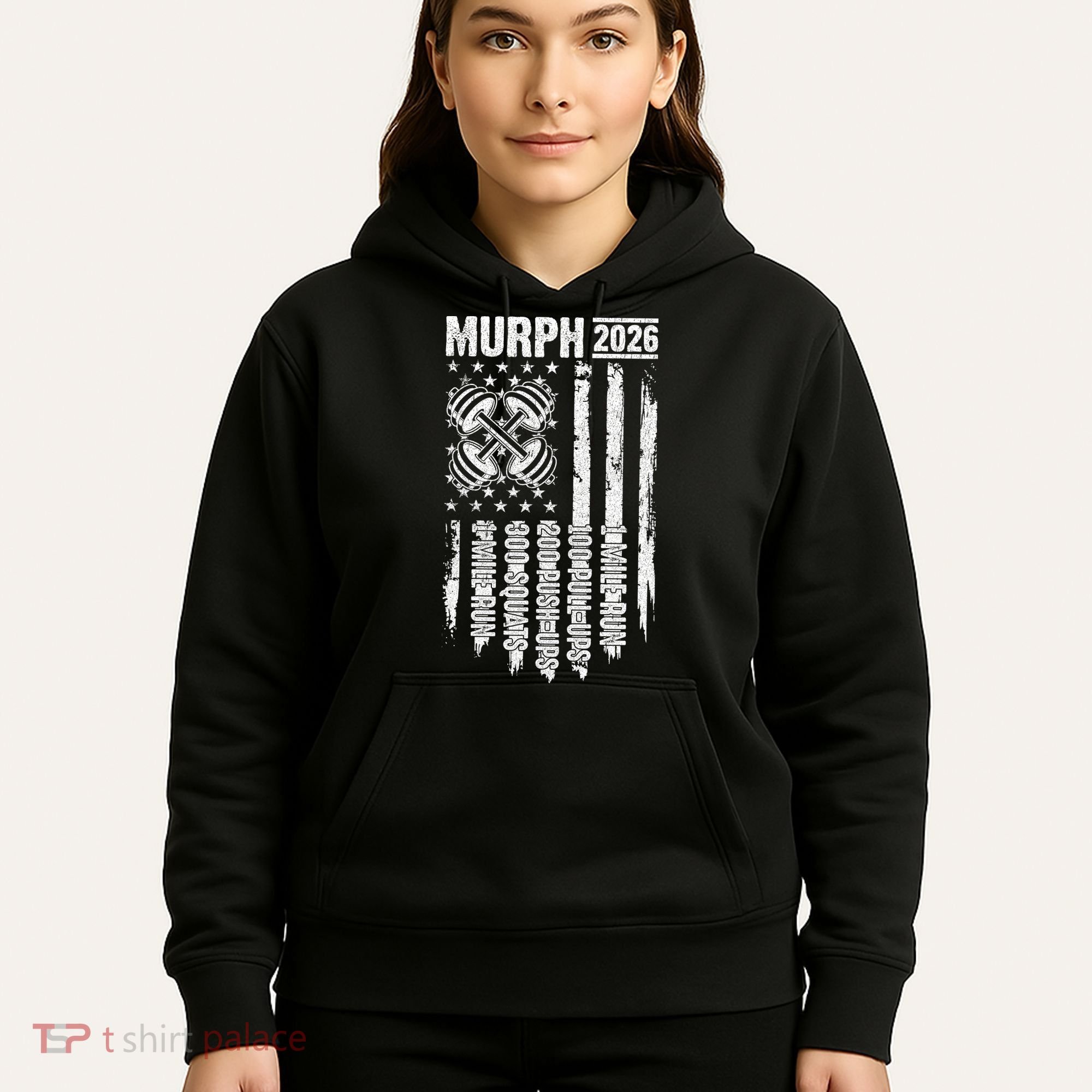 Murph 2026 Barbell American Flag Hoodie