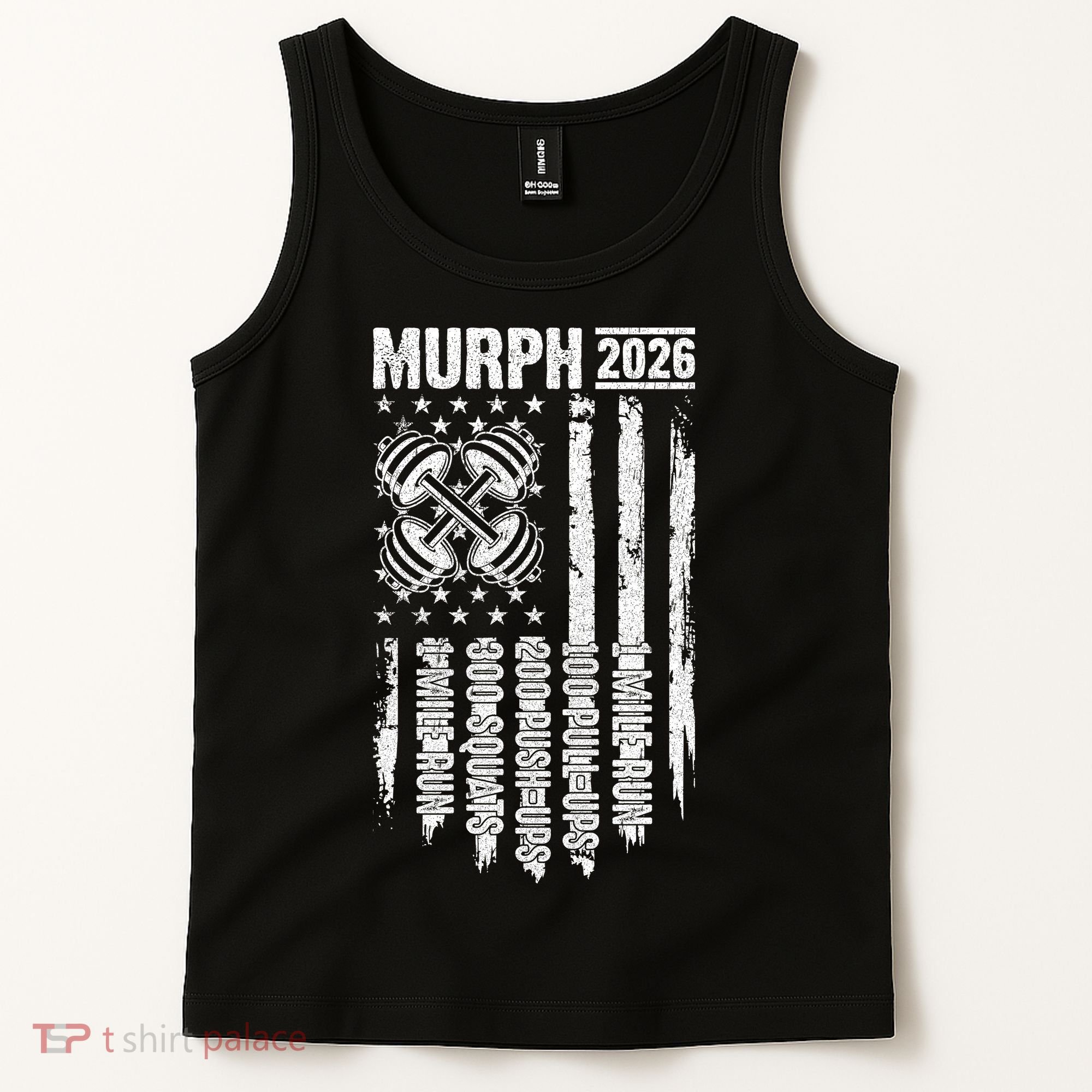 Murph 2026 Barbell American Flag Tank Top