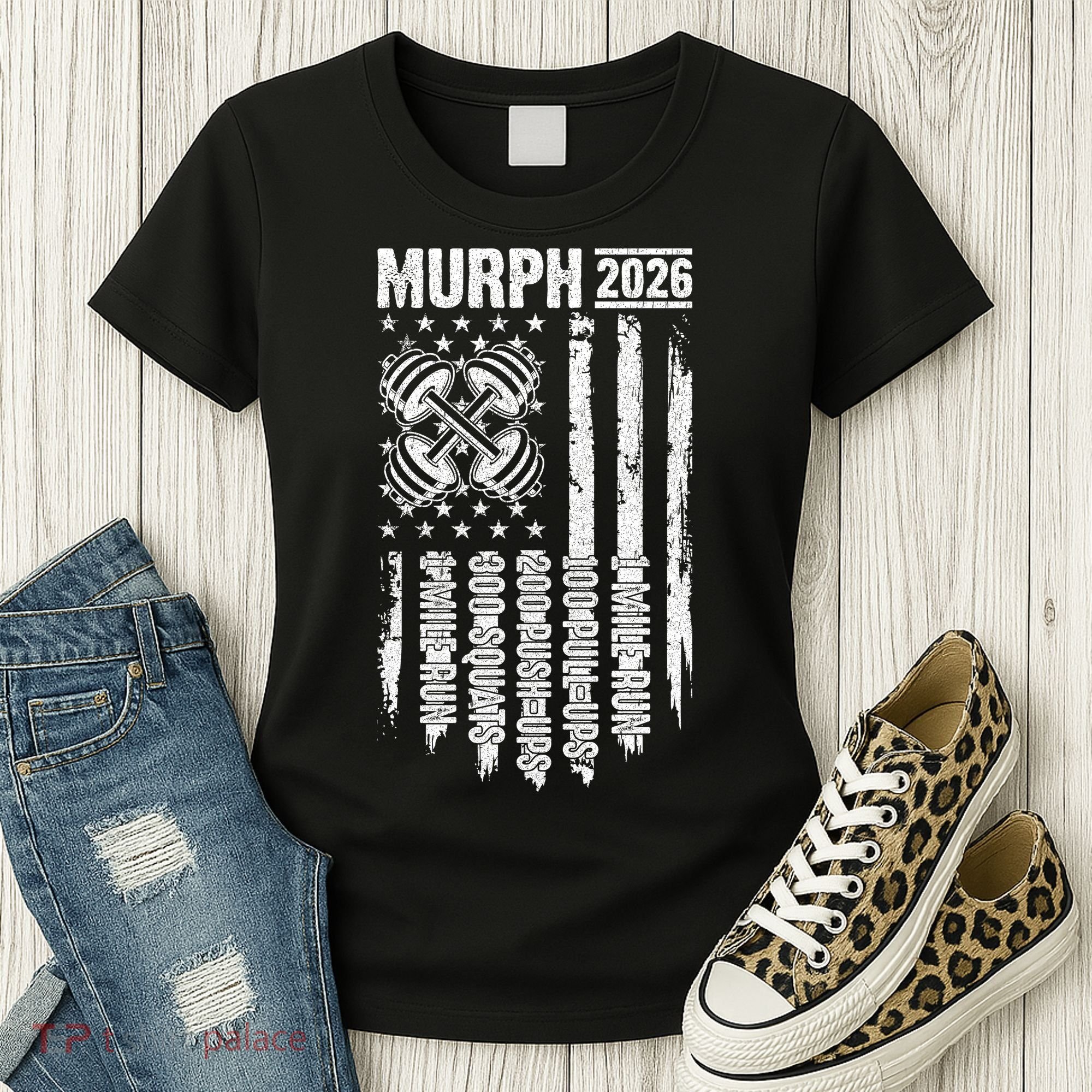 Murph 2026 Barbell American Flag Women's T-Shirt