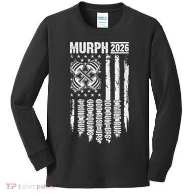 Murph 2026 Barbell American Flag Kids Long Sleeve Shirt