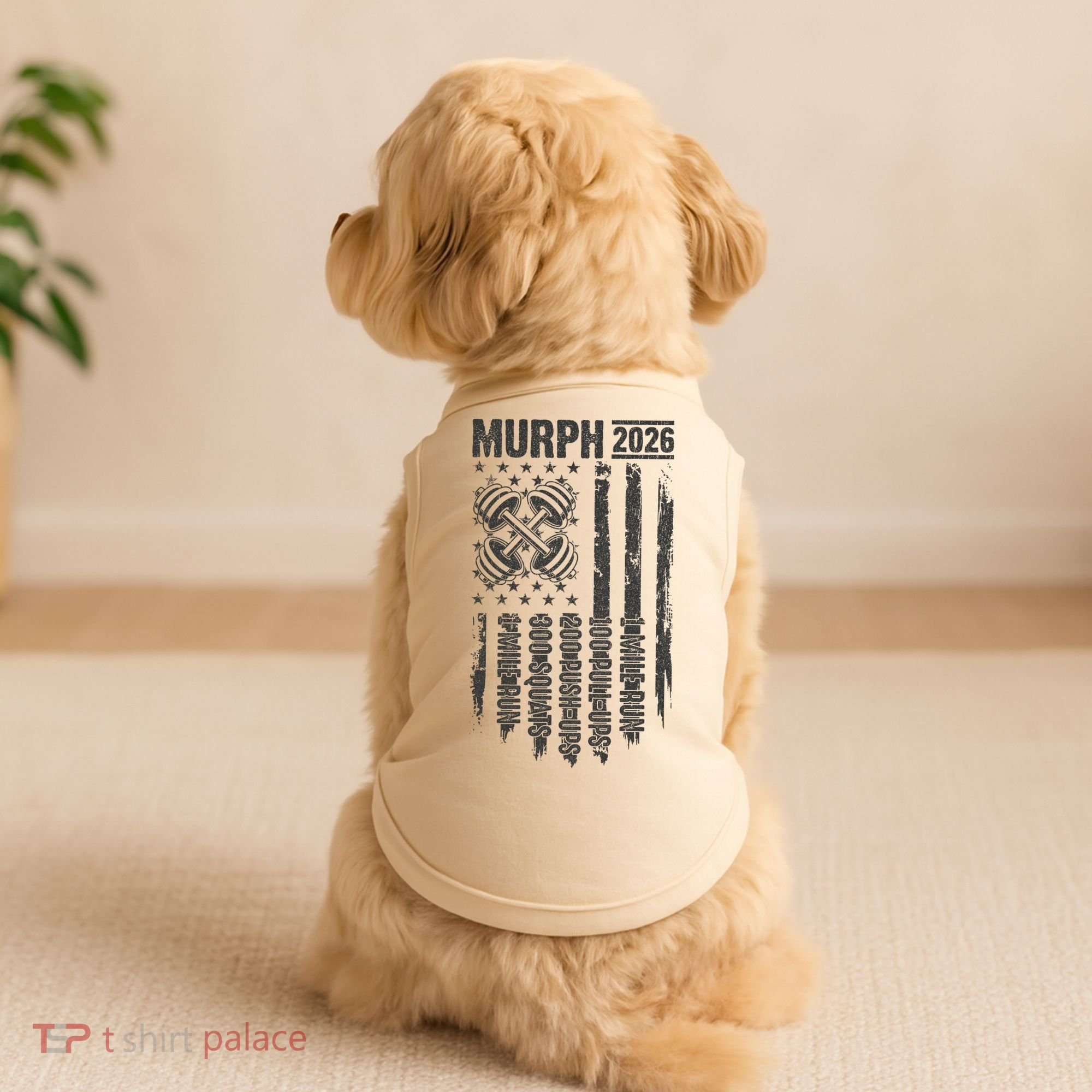 Murph 2026 Barbell American Flag Doggie Tank