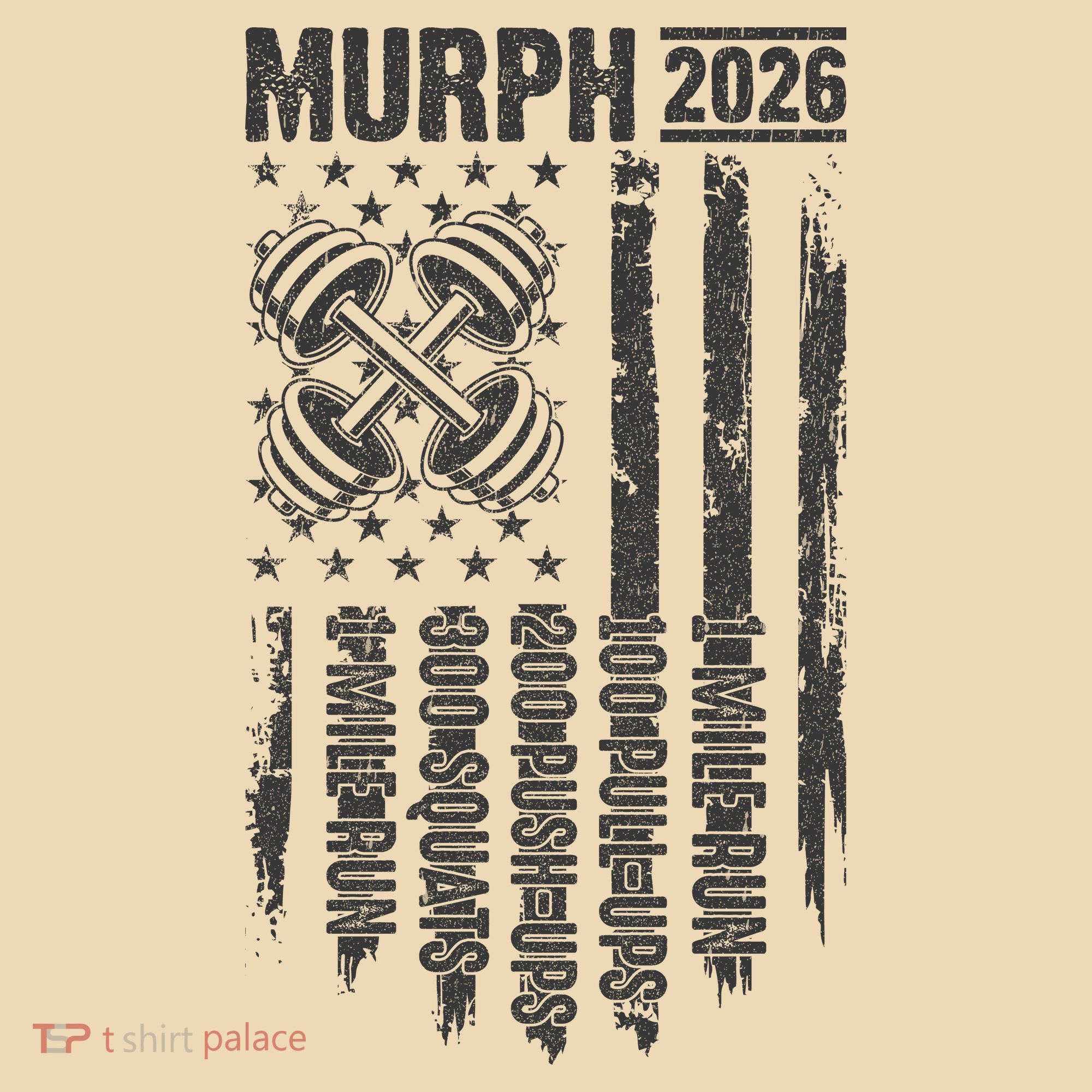 Murph 2026 Barbell American Flag Tall Long Sleeve Shirt