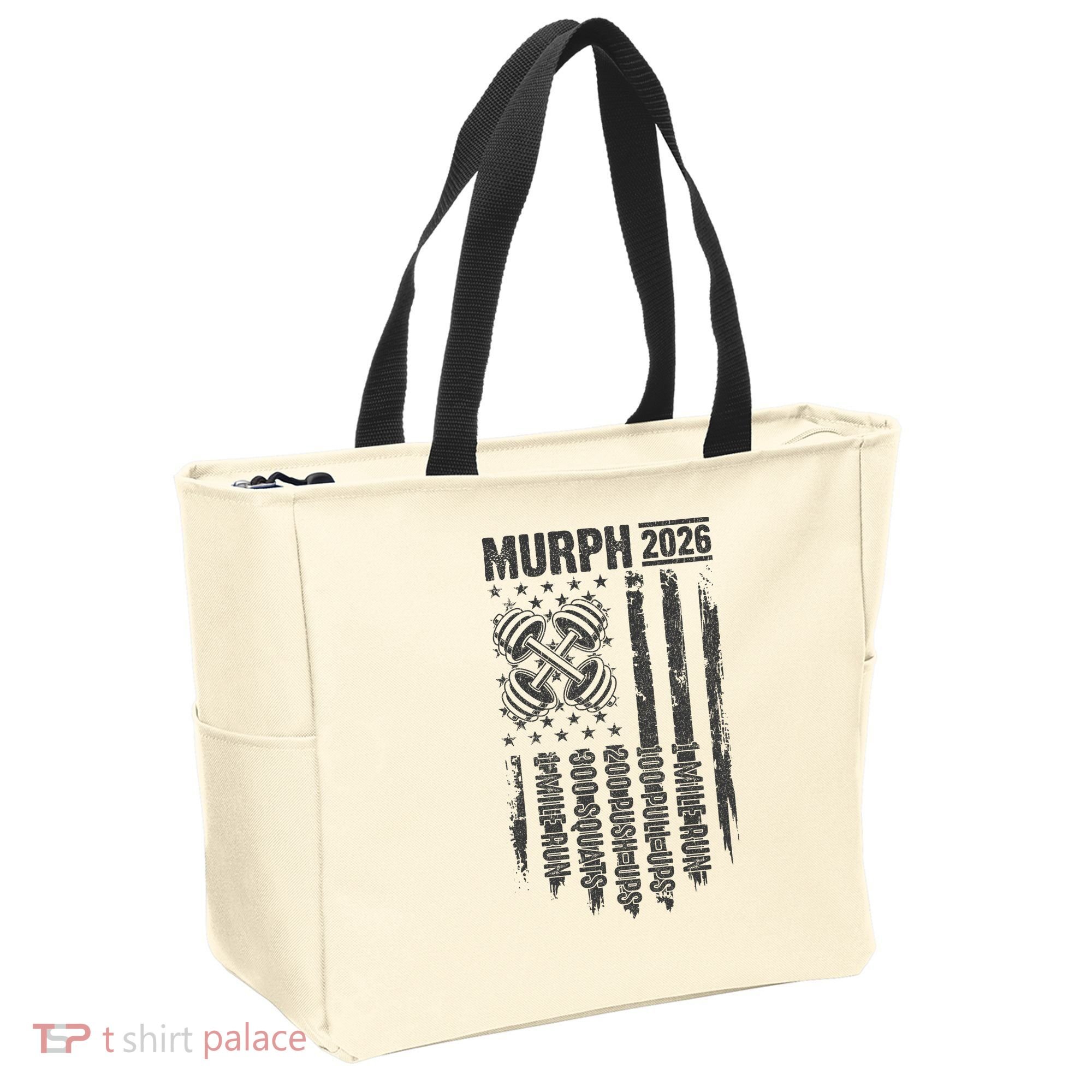 Murph 2026 Barbell American Flag Tote Bag