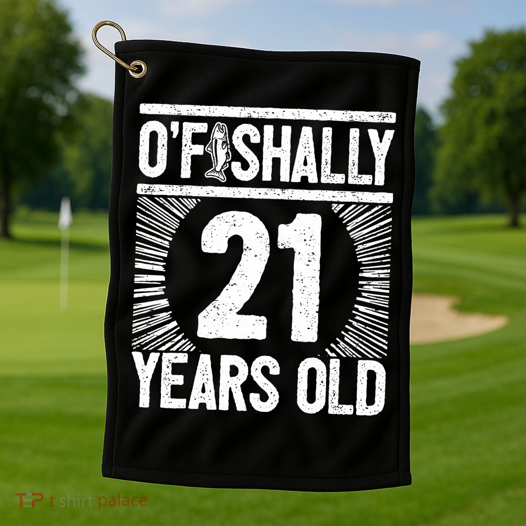 Milestone 21st Birthday 21 Years Old Angler Golf Towel