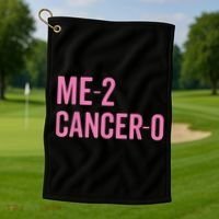 Me 2 Cancer 0 I Beat Breast Cancer Twice Survivor Cute Golf Towel thumb 1