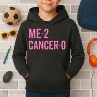 Me 2 Cancer 0 I Beat Breast Cancer Twice Survivor Cute Kids Hoodie thumb 2