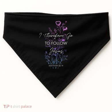 Matthew 2819 I Follow Jesus Baptism Baptized Christian USA-Made Doggie Bandana