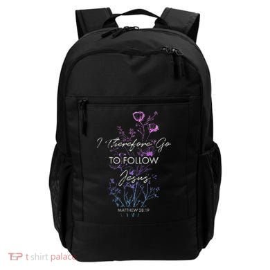 Matthew 2819 I Follow Jesus Baptism Baptized Christian Backpack