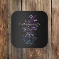 Matthew 2819 I Follow Jesus Baptism Baptized Christian Coaster thumb 0