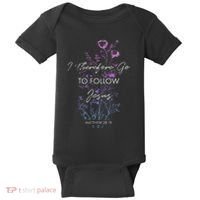 Matthew 2819 I Follow Jesus Baptism Baptized Christian Baby Bodysuit thumb 0