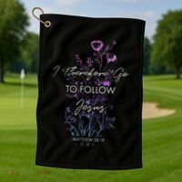 Matthew 2819 I Follow Jesus Baptism Baptized Christian Golf Towel thumb 1