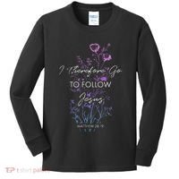 Matthew 2819 I Follow Jesus Baptism Baptized Christian Kids Long Sleeve Shirt thumb 0