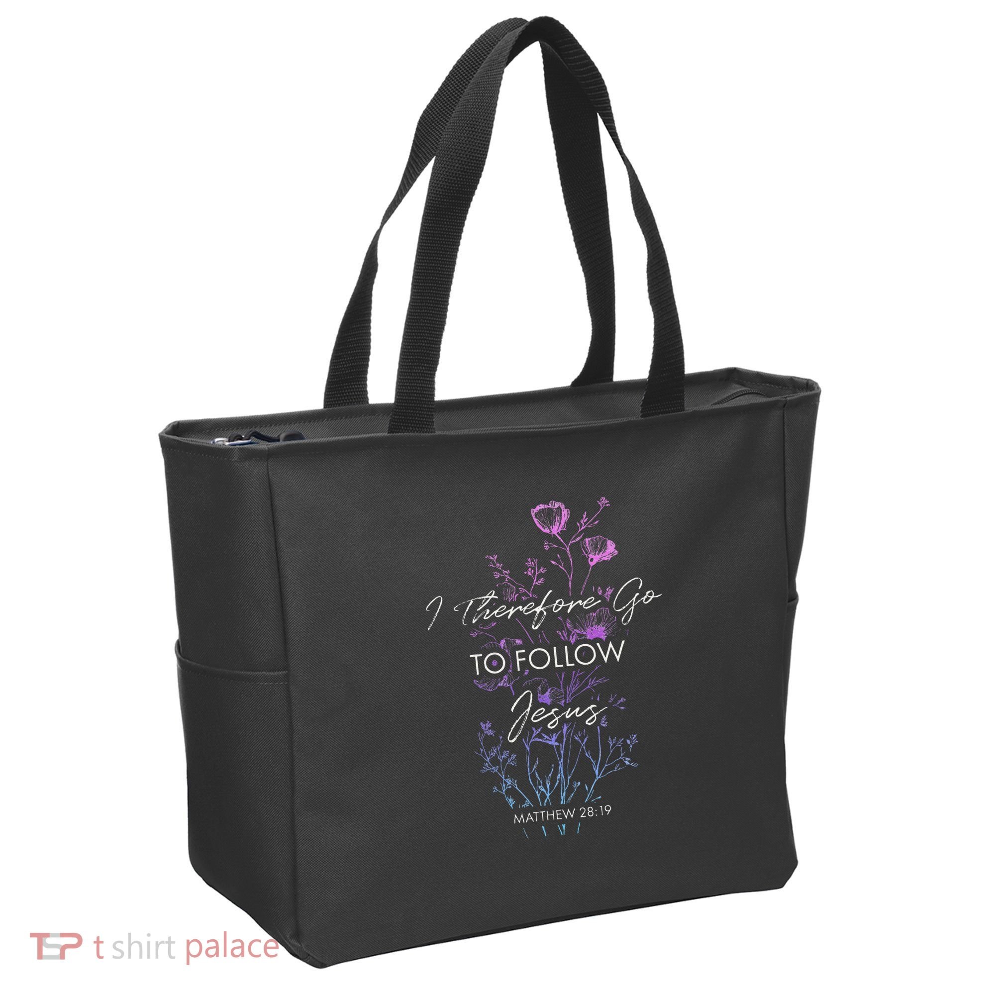 Matthew 2819 I Follow Jesus Baptism Baptized Christian Tote Bag