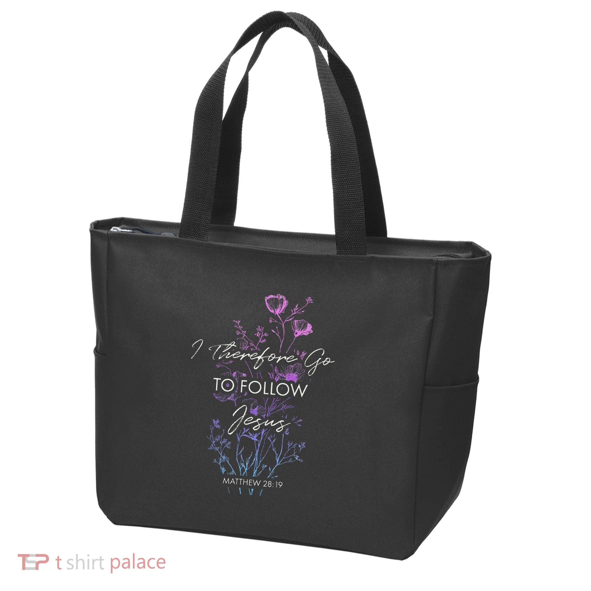 Matthew 2819 I Follow Jesus Baptism Baptized Christian Tote Bag