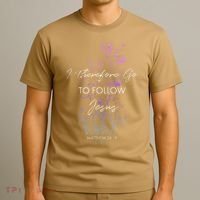 Matthew 2819 I Follow Jesus Baptism Baptized Christian T-Shirt thumb 3
