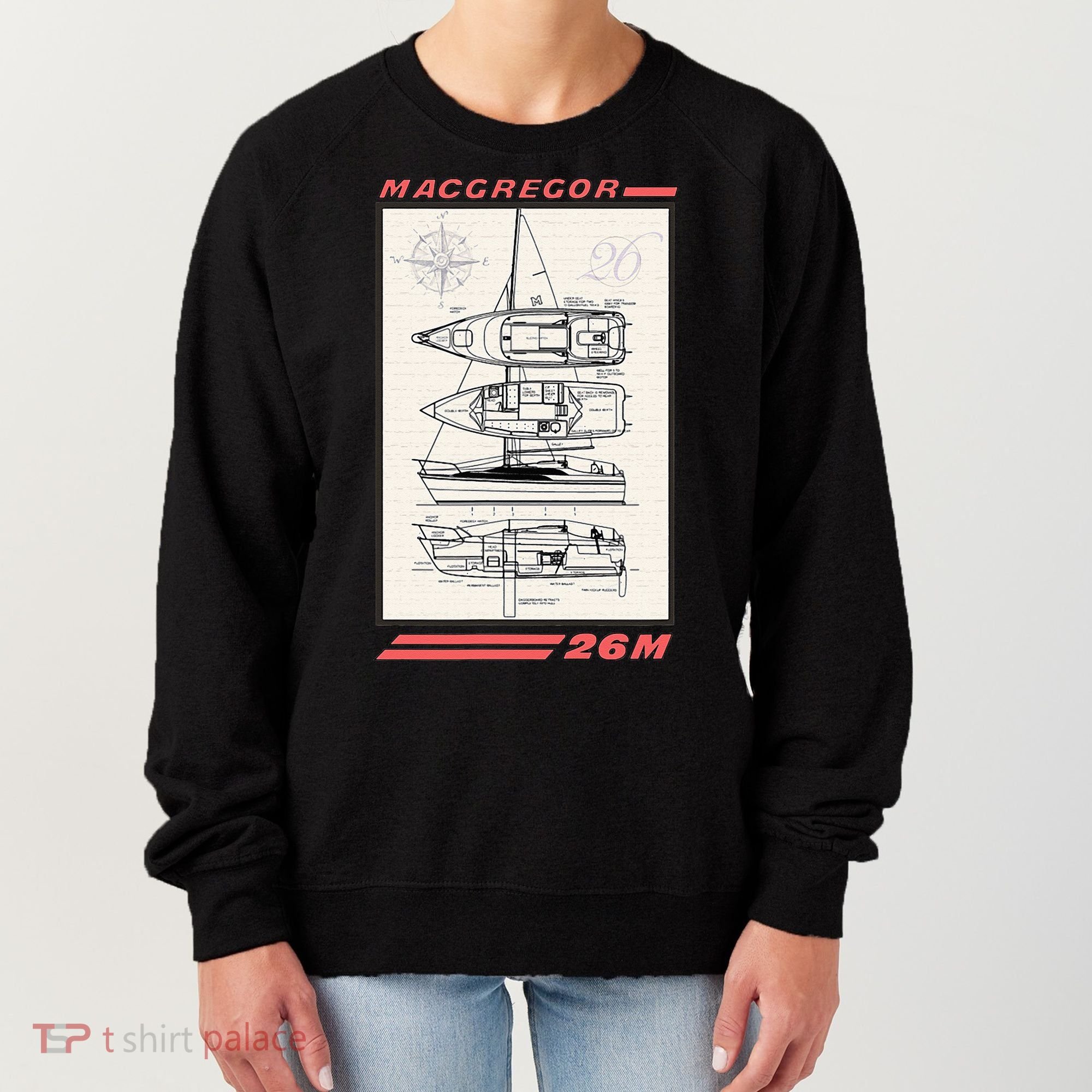 MacGregor 26M Sailboat Line Drawing Women's Sweatshirt