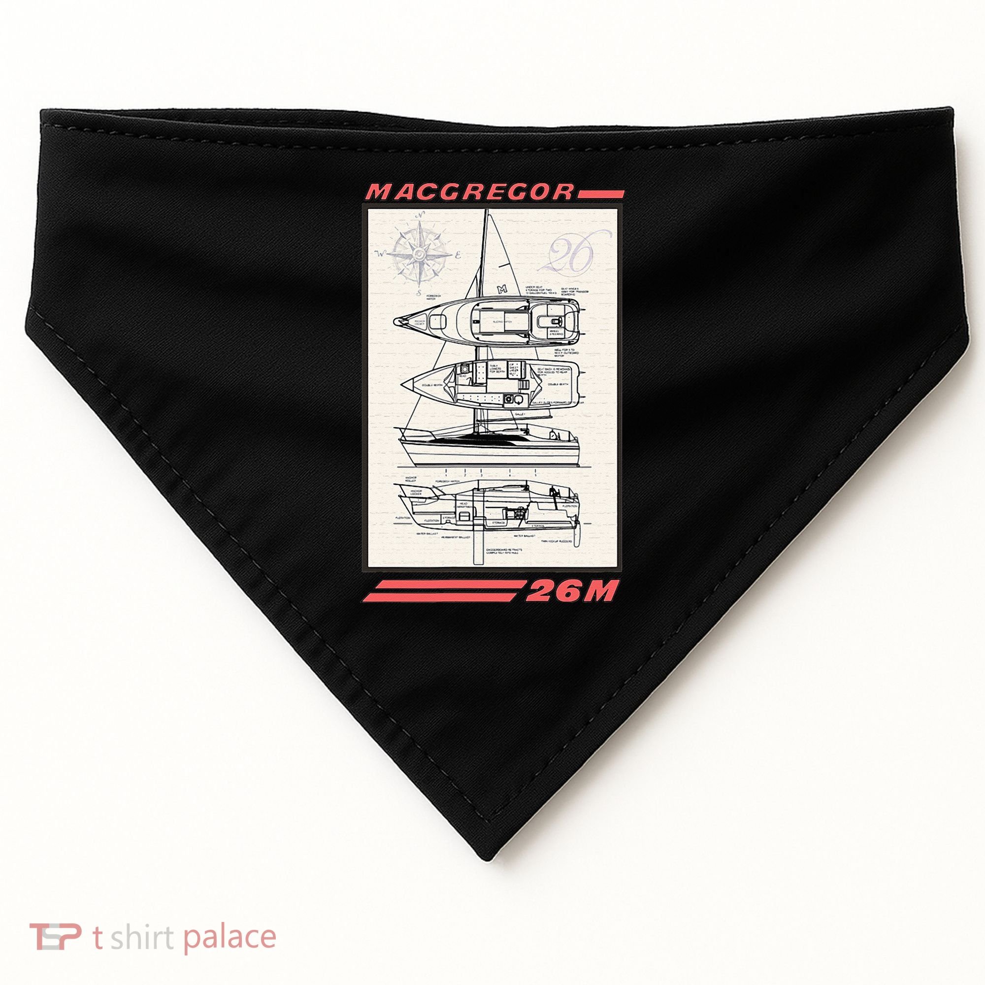 MacGregor 26M Sailboat Line Drawing USA-Made Doggie Bandana