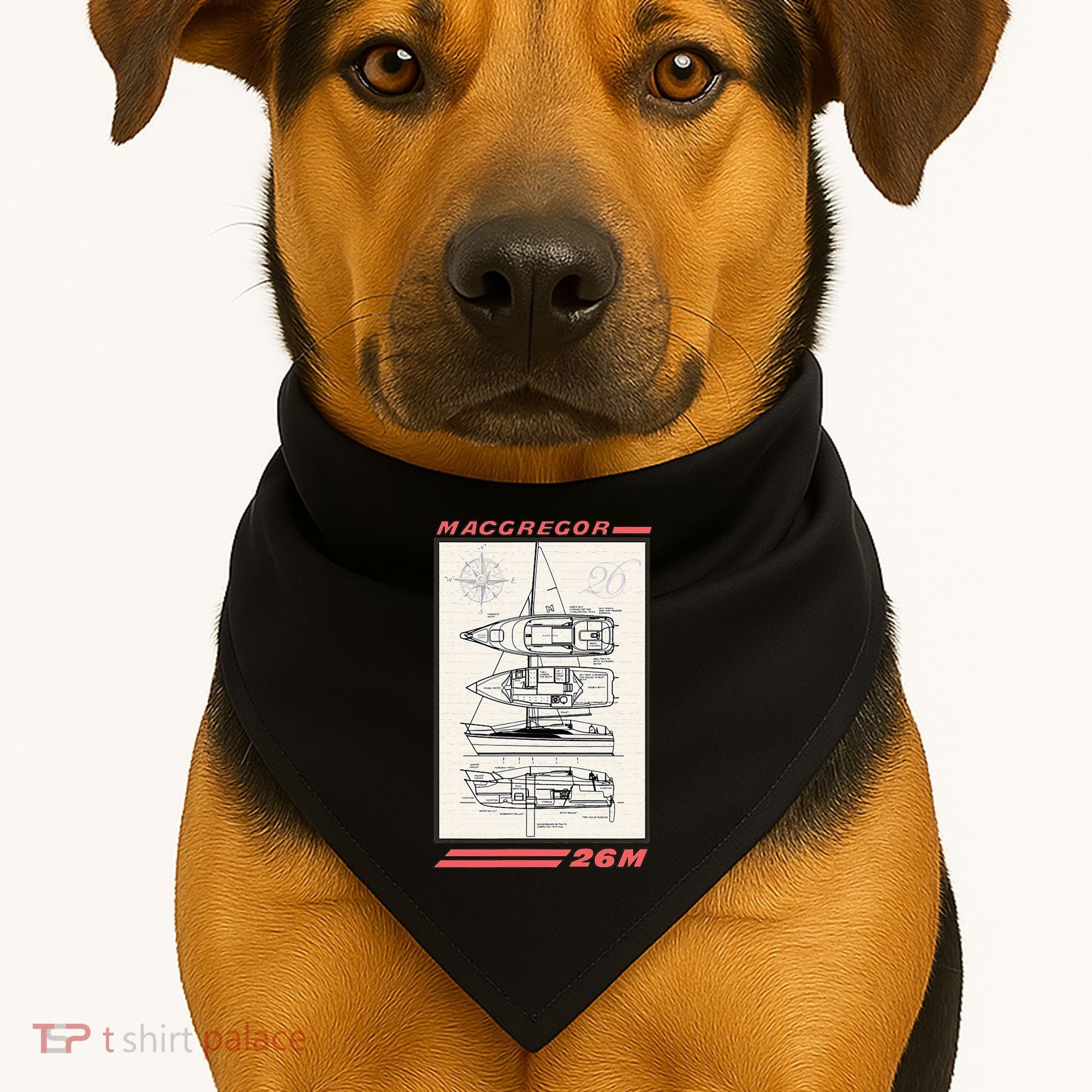 MacGregor 26M Sailboat Line Drawing USA-Made Doggie Bandana